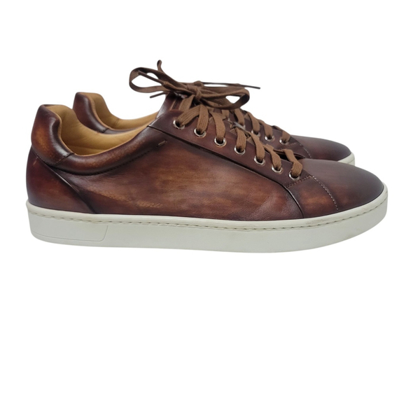 MAGNANNI ELONSO Brown Walnut Solid Leather Men's Casual Shoes Size 10 M NWT $595 - Picture 3 of 11